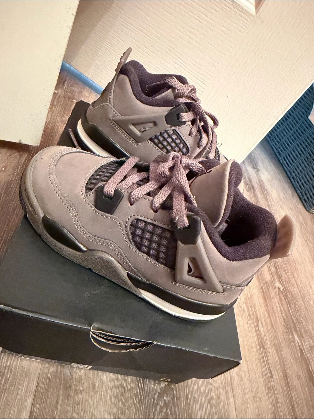 Jordan Kids Taupe/Black Lace-Up Sneakers